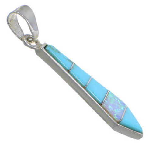 Turquoise and Opal Inlay Jewelry Sterling Silver Slide Pendant RS31897